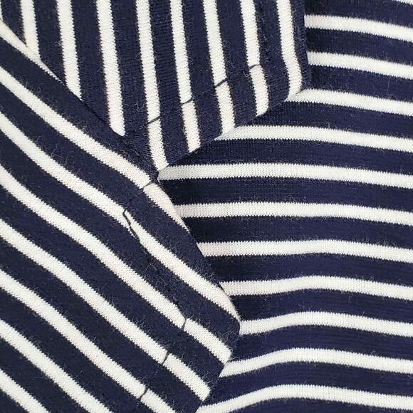 Talbots Blazer Jacket Size XL Navy Blue White Striped Cotton Stretch Knit - Picture 4 of 10